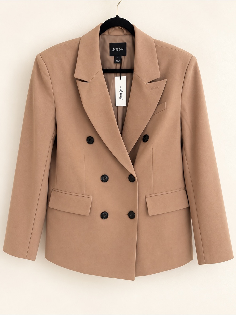 NASTY GAL Taupe Double-Breasted Oversized Blazer Jacket NWT Size 4 or 6